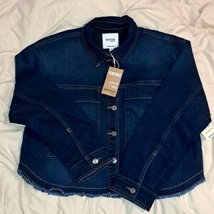 NWT Kensie Crop Jean Stretch Jacket Size M - Dark Blue Color